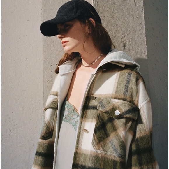 Zara Plaid Wool Overshirt Over Sized Button Down Shacket Jacket XXL - Picture 3 of 7